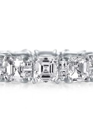 925 Sterling Silver Asscher Cut Eternity Band with 14.15 CT. TW. Simulated Diamonds