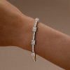 Rhodium-Plated 925 Sterling Silver Tennis Bracelet with Round and Baguette Stones (5.01 CT. TW)