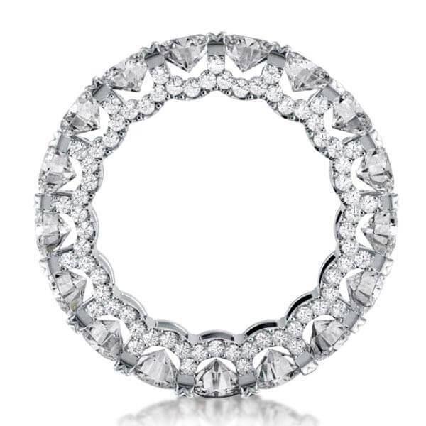 Halo Eternity Created White Sapphire Couple Rings in Sterling Silver and Titanium