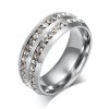 Halo Eternity Created White Sapphire Couple Rings in Sterling Silver and Titanium