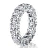 Halo Eternity Created White Sapphire Couple Rings in Sterling Silver and Titanium