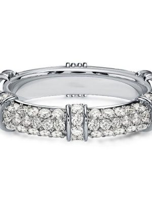 Paved Eternity Wedding Band with Round Cut Stones in 925 Sterling Silver