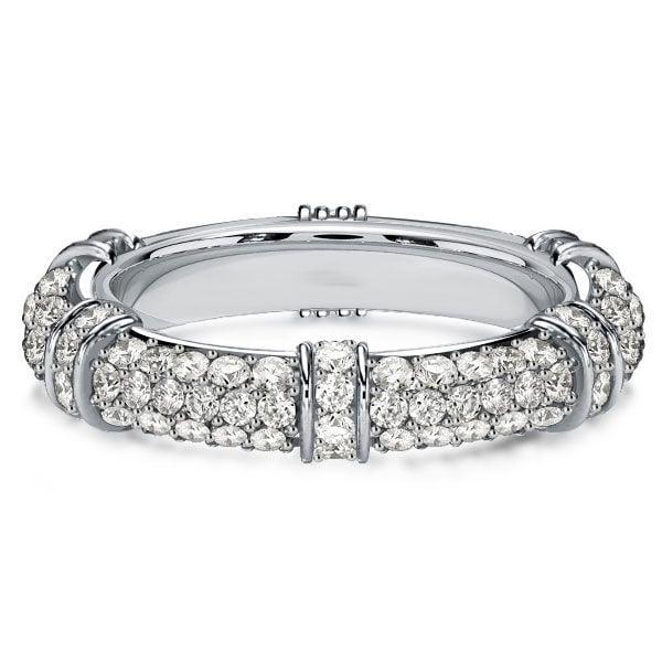 Paved Eternity Wedding Band with Round Cut Stones in 925 Sterling Silver