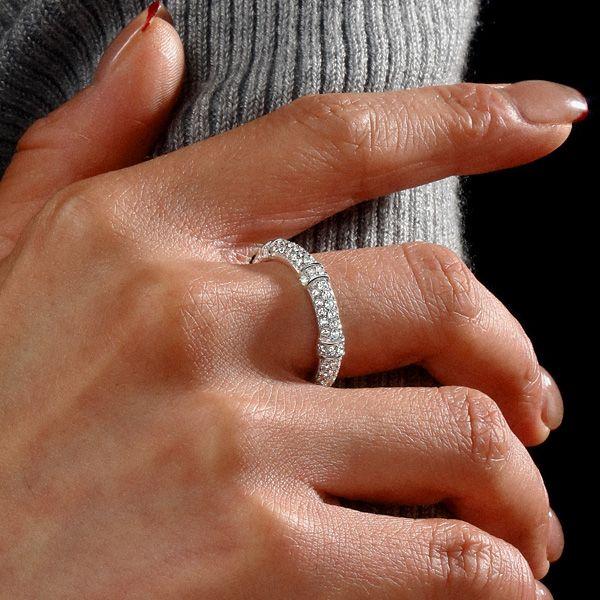 Paved Eternity Wedding Band with Round Cut Stones in 925 Sterling Silver