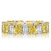 Two-Tone Radiant Cut Yellow and White Sapphire Sterling Silver Wedding Band