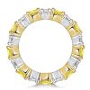 Two-Tone Radiant Cut Yellow and White Sapphire Sterling Silver Wedding Band