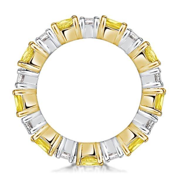 Two-Tone Radiant Cut Yellow and White Sapphire Sterling Silver Wedding Band