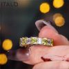 Two-Tone Radiant Cut Yellow and White Sapphire Sterling Silver Wedding Band