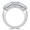 Art Deco 3 Stone Anniversary Ring - Sterling Silver Vintage Engagement Ring
