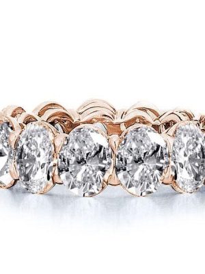 Rose Gold Eternity Wedding Band with Created White Sapphires - 18K Rose Gold Plated Sterling Silver