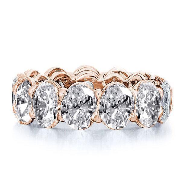 Rose Gold Eternity Wedding Band with Created White Sapphires - 18K Rose Gold Plated Sterling Silver