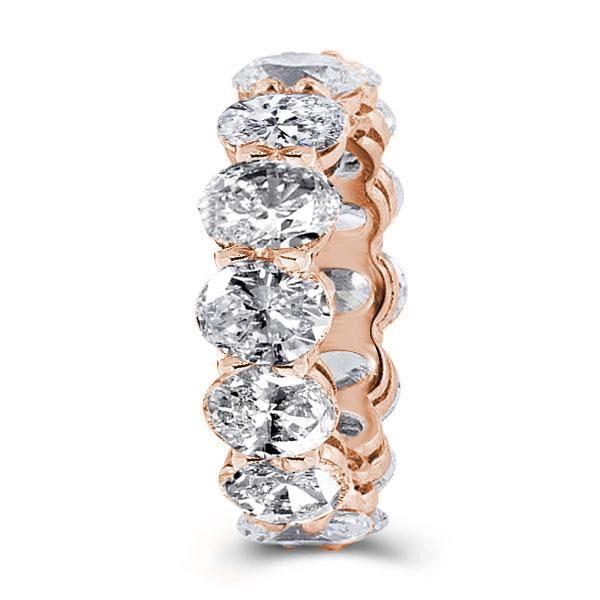 Rose Gold Eternity Wedding Band with Created White Sapphires - 18K Rose Gold Plated Sterling Silver