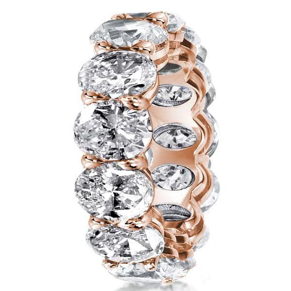 Rose Gold Eternity Wedding Band with Created White Sapphires - 18K Rose Gold Plated Sterling Silver