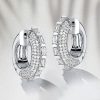 Sterling Silver Hoop Earrings with Bar and Pave Setting | 925 Silver | Gold & Rose Gold Options
