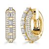 Sterling Silver Hoop Earrings with Bar and Pave Setting | 925 Silver | Gold & Rose Gold Options