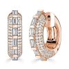 Sterling Silver Hoop Earrings with Bar and Pave Setting | 925 Silver | Gold & Rose Gold Options