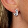Sterling Silver Hoop Earrings with Bar and Pave Setting | 925 Silver | Gold & Rose Gold Options