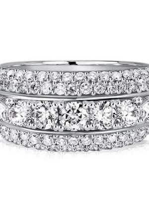 Vintage Round Cut Wedding Band - 925 Sterling Silver - 1.91 CTW