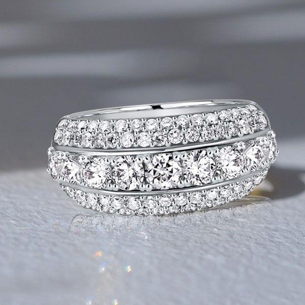 Vintage Round Cut Wedding Band - 925 Sterling Silver - 1.91 CTW