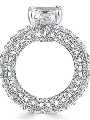Cushion Cut Eternity Engagement Ring - 925 Sterling Silver, 6.5 CT Center Stone