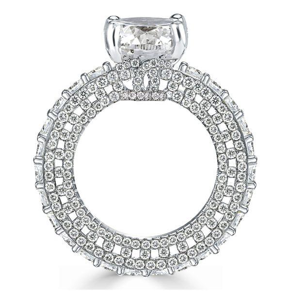 Cushion Cut Eternity Engagement Ring - 925 Sterling Silver, 6.5 CT Center Stone