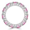Pink Asscher Cut Eternity Ring - 925 Sterling Silver, 4.69 CTW