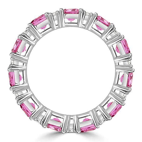 Pink Asscher Cut Eternity Ring - 925 Sterling Silver, 4.69 CTW