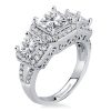 Art Deco Style Sterling Silver Three Stone Engagement Ring - 1.60 CT Center Stone