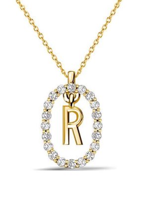 Personalized Initial Pendant Necklace - 18K Gold Plated Sterling Silver