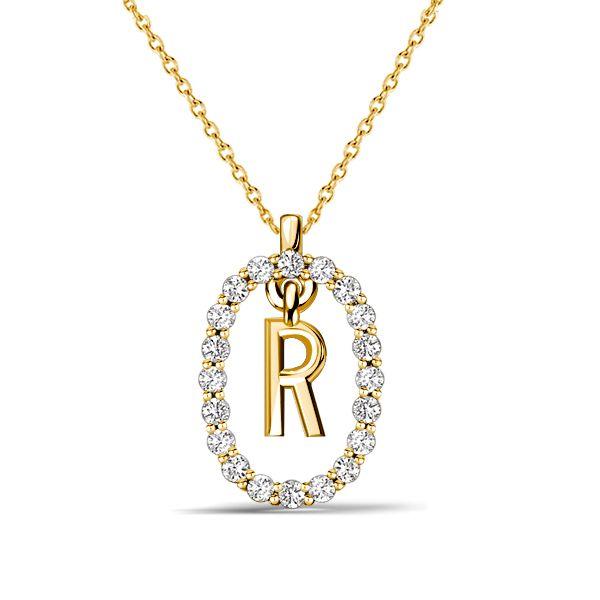 Personalized Initial Pendant Necklace - 18K Gold Plated Sterling Silver