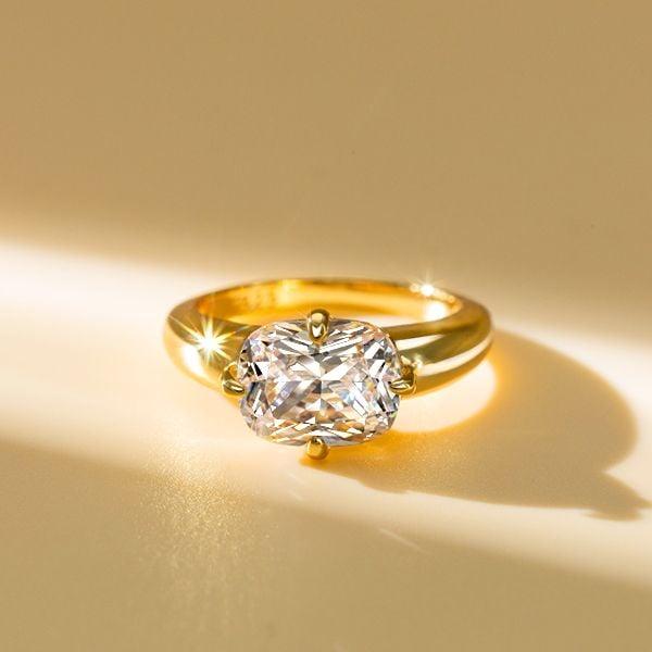 Cushion Cut Engagement Ring Promise Ring, 3.50 CT. TW., 18K Gold Plated Sterling Silver