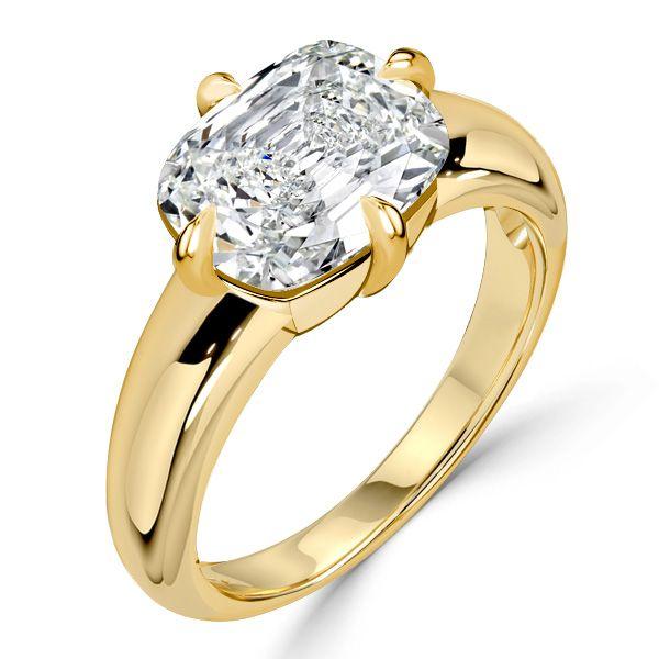 Cushion Cut Engagement Ring Promise Ring, 3.50 CT. TW., 18K Gold Plated Sterling Silver
