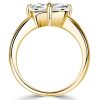 Cushion Cut Engagement Ring Promise Ring, 3.50 CT. TW., 18K Gold Plated Sterling Silver