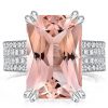 Radiant Champagne Sapphire Engagement Ring - Multi-Row Sterling Silver (10.65 CT.TW)