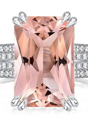 Radiant Champagne Sapphire Engagement Ring - Multi-Row Sterling Silver (10.65 CT.TW)