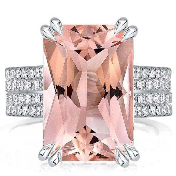 Radiant Champagne Sapphire Engagement Ring - Multi-Row Sterling Silver (10.65 CT.TW)