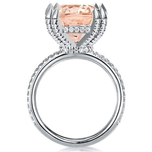 Radiant Champagne Sapphire Engagement Ring - Multi-Row Sterling Silver (10.65 CT.TW)