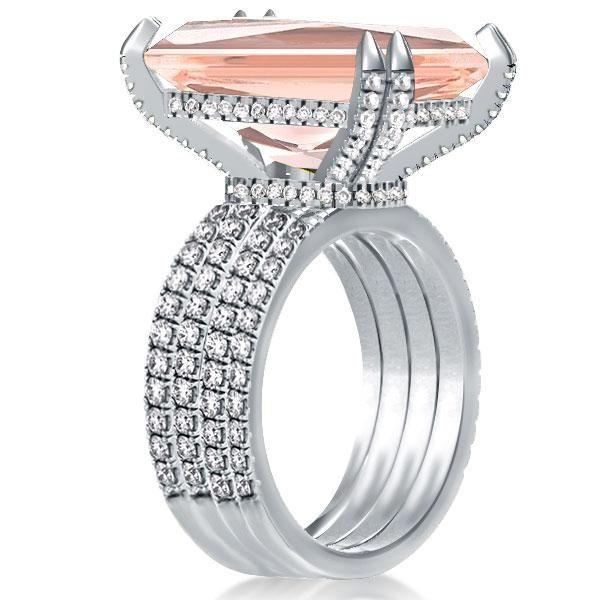 Radiant Champagne Sapphire Engagement Ring - Multi-Row Sterling Silver (10.65 CT.TW)