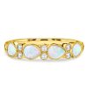 Sterling Silver Pear Cut Opal Wedding Ring for Women with Rhodium Plating