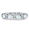 Sterling Silver Pear Cut Opal Wedding Ring for Women with Rhodium Plating