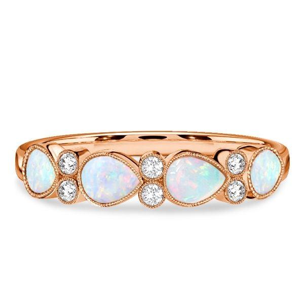Sterling Silver Pear Cut Opal Wedding Ring for Women with Rhodium Plating