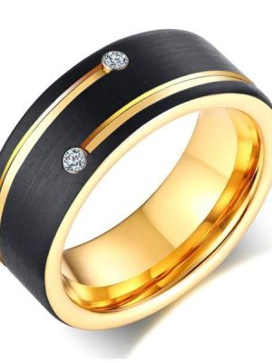 Two-Tone Concave-Convex Tungsten Wedding Band - 8mm Comfort Fit