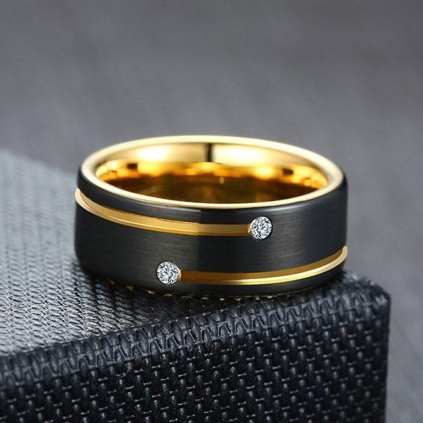 Two-Tone Concave-Convex Tungsten Wedding Band - 8mm Comfort Fit