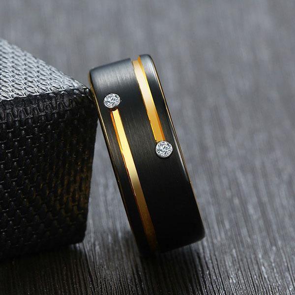 Two-Tone Concave-Convex Tungsten Wedding Band - 8mm Comfort Fit