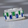 Vintage Milgrain Emerald and Sapphire Wedding Band | 3.42 CT. TW. Eternity Ring in Sterling Silver