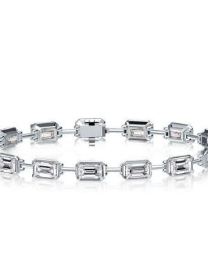 Emerald Cut White Sapphire Tennis Bracelet in Sterling Silver (7.50 CT)
