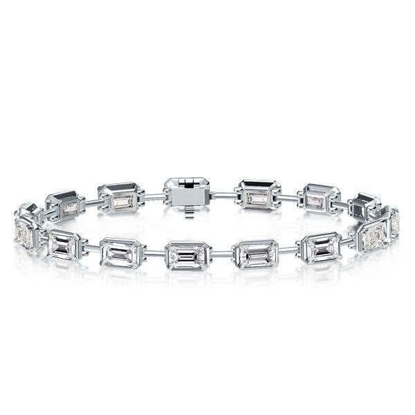 Emerald Cut White Sapphire Tennis Bracelet in Sterling Silver (7.50 CT)