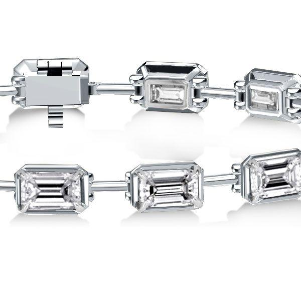 Emerald Cut White Sapphire Tennis Bracelet in Sterling Silver (7.50 CT)