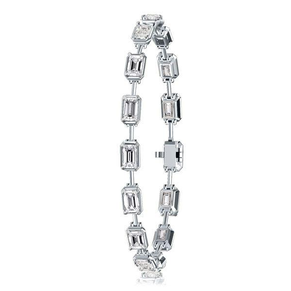 Emerald Cut White Sapphire Tennis Bracelet in Sterling Silver (7.50 CT)