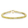 18K Gold Plated Sterling Silver Tennis Necklace with Round Cut Yellow Sapphire Stones